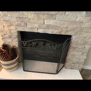 Black Wrought Iron Fireplace Screen